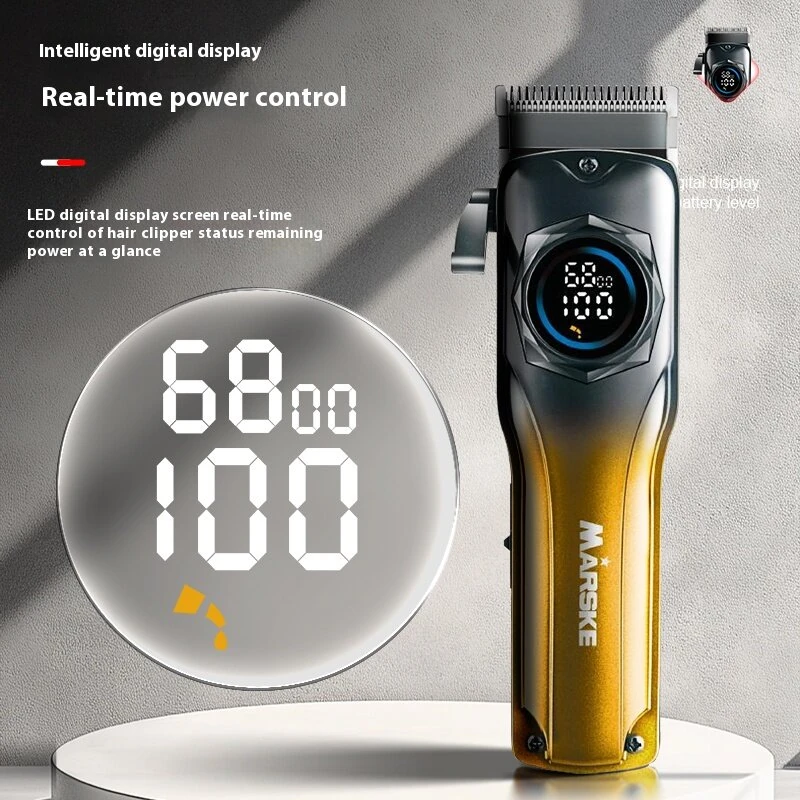 (image for) MARSKE Professional Hair Clipper Stainless Steel Blade Sharp Cutting High Power Low Noise LED Digital Display Rechargeable Adjustable